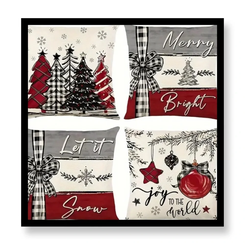 4pcs Red Christmas Pillow Covers